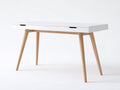 Console con due cassetti 120x50x76 cm - bianco e rovere naturale - gambe inclinate per soggiorno
