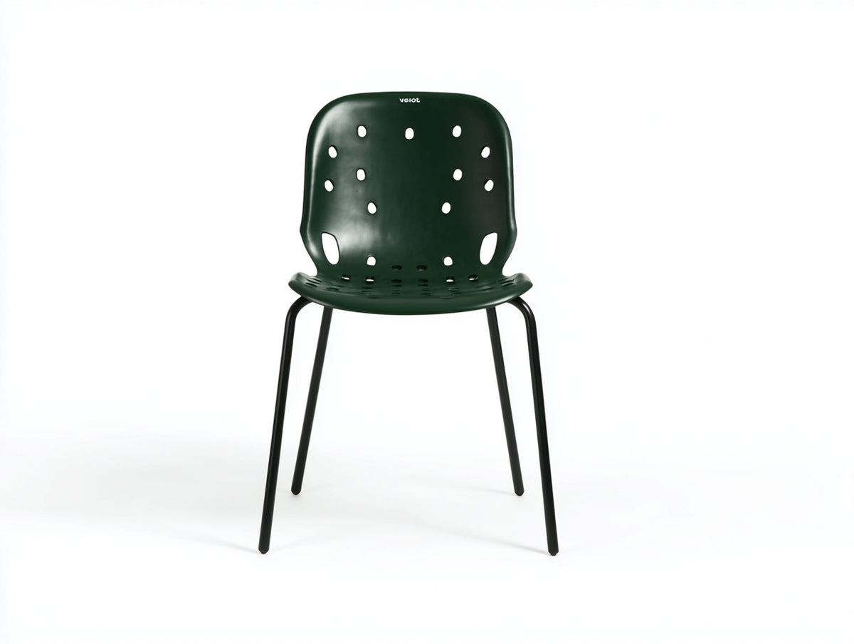 Poltrona traforata 52x50x81 cm - verde scuro - scocca sagomata con gambe in metallo