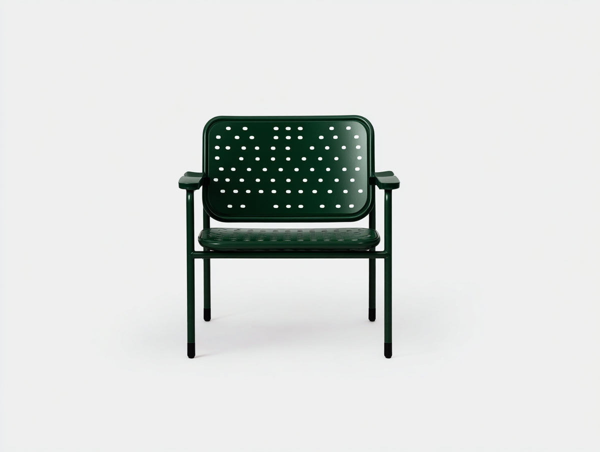 Poltrona con braccioli 58x56x79 cm - verde scuro - struttura traforata in metallo e plastica