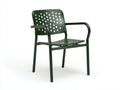 Poltrona con braccioli 58x55x80 cm - metallo verde scuro - seduta traforata per camera da letto