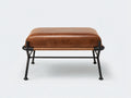 Pedale rettangolare in pelle e metallo 72×52×43 cm – cognac nero e noce – telaio rialzato per soggiorno