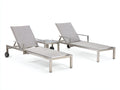 Poltrona Reclinabile da terrazza 200x68x96 cm - acciaio inox e textilene grigio - set da 2 con tavolino