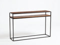 Console 120x32x82 cm - legno noce e acciaio nero - doppio ripiano stile industriale per soggiorno