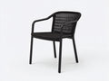 Poltrona con braccioli 57x58x80 cm - nero - metallo con intreccio sintetico per camera da letto