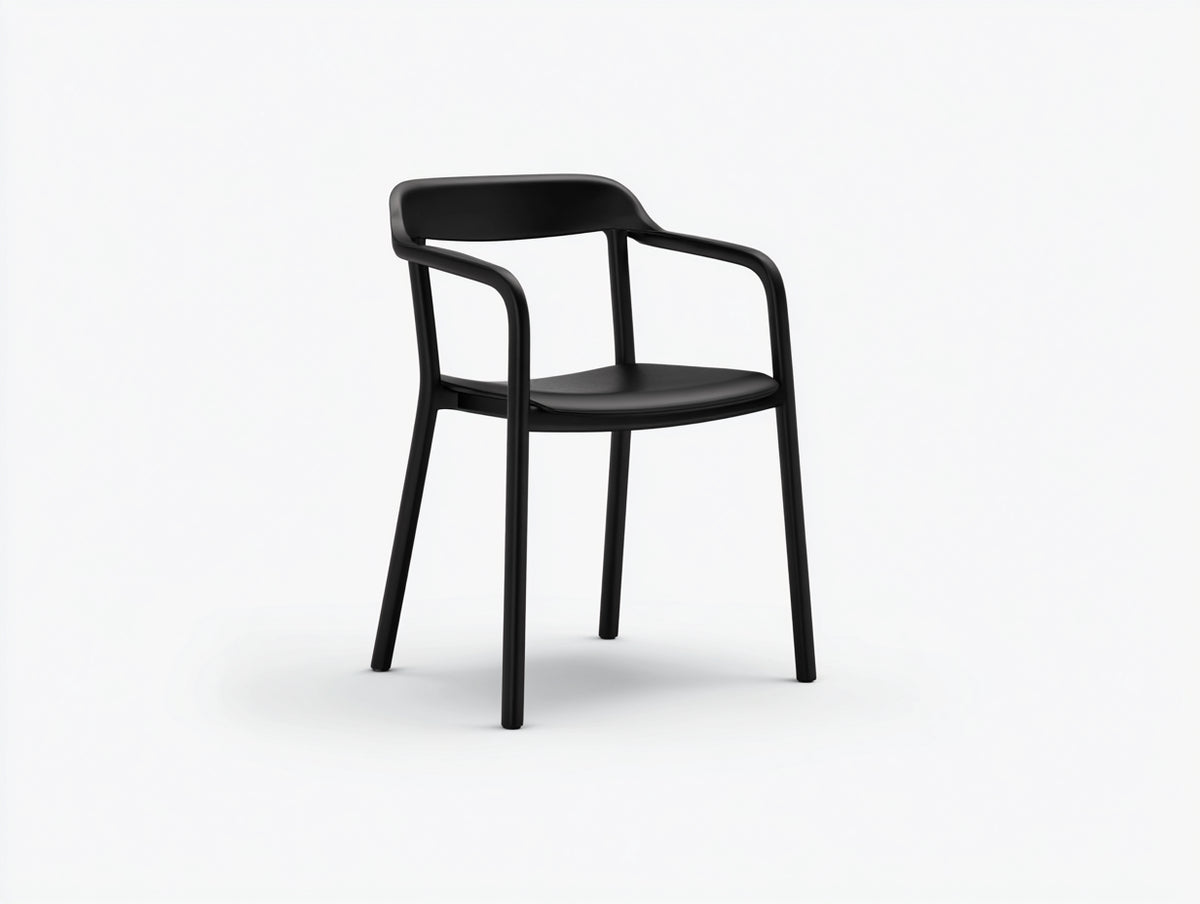 Poltrona in polipropilene e acciaio 57×58×81 cm – nero opaco – seduta ovale con braccioli curvi per camera da letto