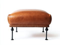 Pedale rettangolare 78x52x49 cm - pelle marrone e metallo nero - bordo scanalato per soggiorno