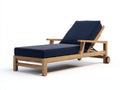 Poltrona Reclinabile in legno 200×72×101 cm – blu notte e rovere naturale – braccioli e ruote per terrazza