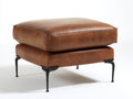 Pedale imbottito 75x65x48 cm - pelle marrone e gambe nere - doppio volume con angoli decorati