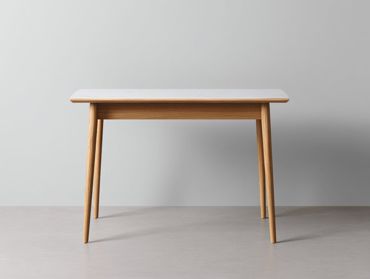 Console 105x35x78 cm - piano bianco e legno rovere naturale - stile nordico per soggiorno