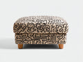 Pedale imbottito 70x60x43 cm - beige e nero - seduta decorativa con base in legno